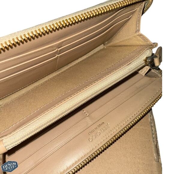 Jimmy Choo Metallic Star-Studded Zip-Around Long Wallet Leather, Made in Italy - Picture 10 of 13